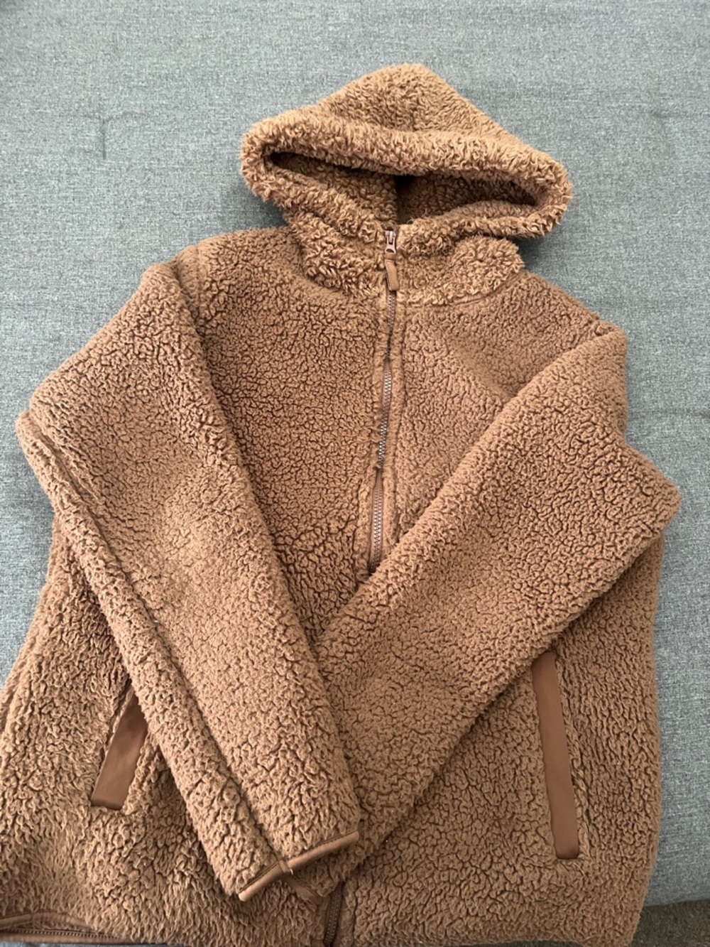 Pink Lily Brown Teddy Fleece Hooded Jacket
